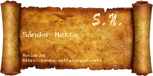Sándor Netta névjegykártya